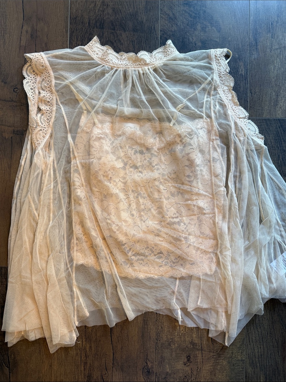 Lace & Sheer High-Neck Blouse - Cream
